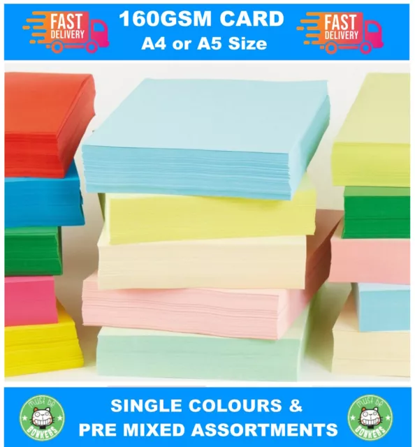 A5 ODER A4 farbige Karte 160 g/m ~ einfache Handwerksblätter Größe auswählen Farbmenge
