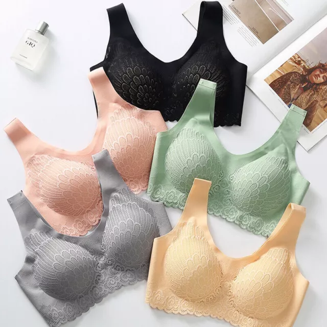 Lingerie Lace Solid Color Cross Side Buckle Wireless Push up Sports  Underwear Breathable Sleep Bra for women 