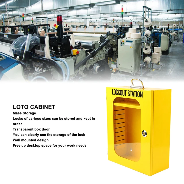 Lockout Tagout Station Wall Mounted Steel Construction Heavy Duty LOTO Box TDM