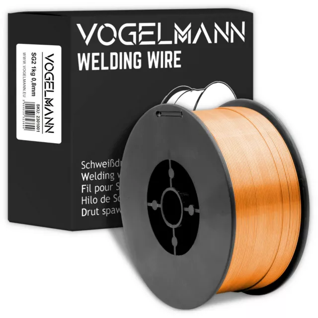 Vogelmann Fil à souder Acier Ø0,8mm 1kg MIG Soudage Bobine Gaz G3Si1 ER70S-6 SG2