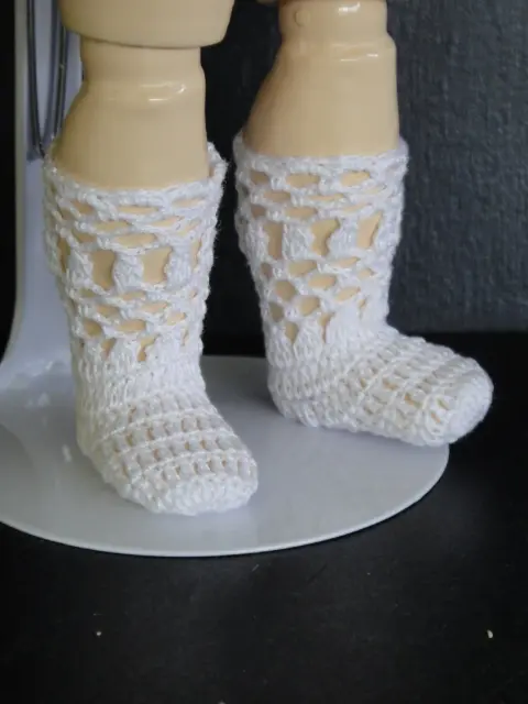 Socks Cotton for Doll 27 CM - Bleuette. to the / Of Hook Handmade Hand - White -