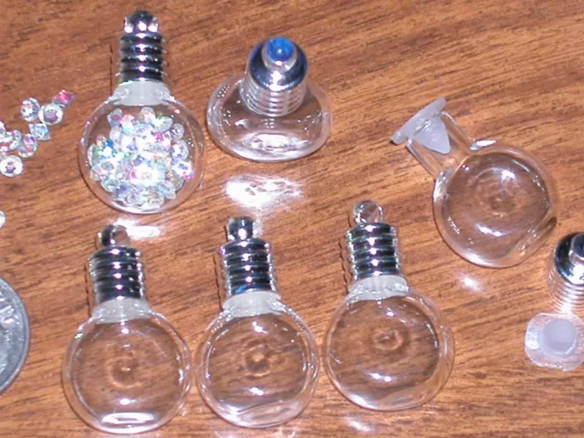 1pc. cognac with cap Glass bottles vials charms pendant small free standing