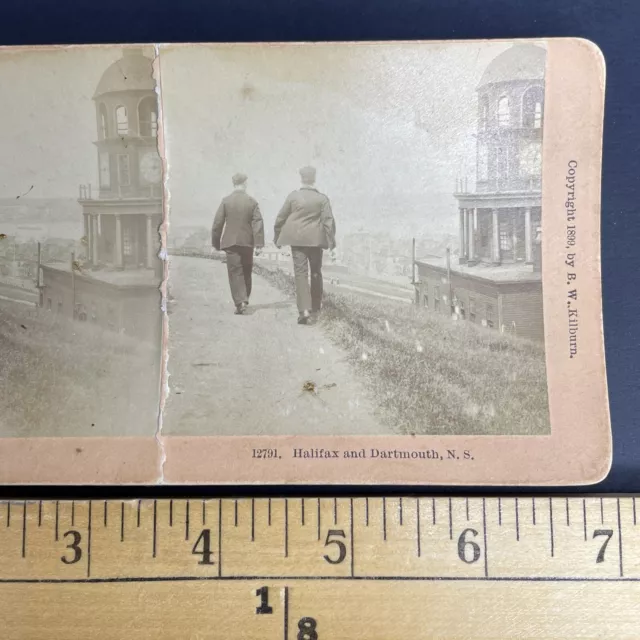 Antique 1899 Men Walking In Halifax Nova Scotia Stereoview Photo Card PC857 3