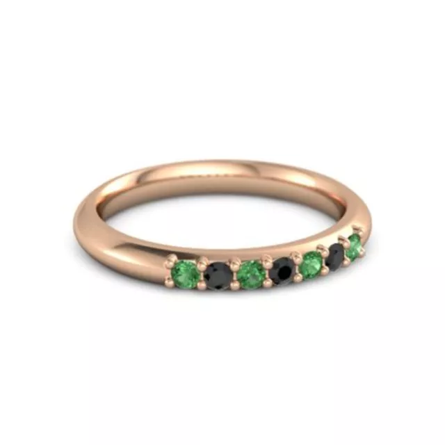 Emerald Gemstone Jewelry 925 Sterling Silver Eternity Ring Size 7 For Girls