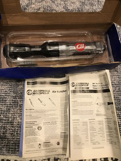 Campbell Hausfeld Tl1001 Air Ratchet Wrench 3/8" Square Drive Wask Hyram Garage