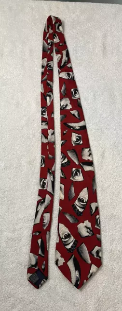 Fornasetti Silk Neck Tie Exclusive Red Face Sculpture Pieces Design Italian