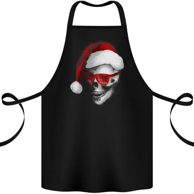 Santa Skull Wearing Shades Funny Christmas Cotton Apron 100% Organic
