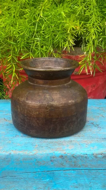 Old Ancient Indian Bronze Ethnic Rare Hand Crafted Iron Brass Drinking Water Pot