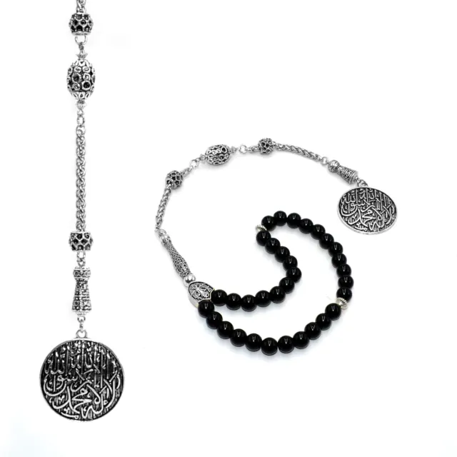BELIEF SERIES Black Onyx Stone (8 mm-33 beads) Tesbih-Tasbih-Tasbeeh-Misbaha
