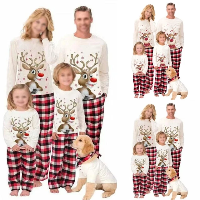Family Matching Christmas Pajamas Set Adult Kids Dogs Xmas Pyjamas Nightwear PJs