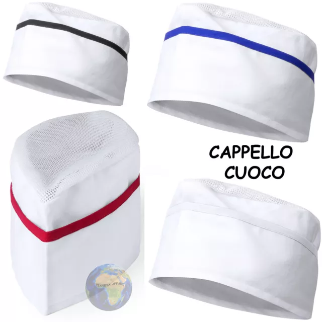 CAPPELLO da CUOCO per CUCINA Chef CAPPELLINO Cucinare BAR per UOMO Donna BIANCO