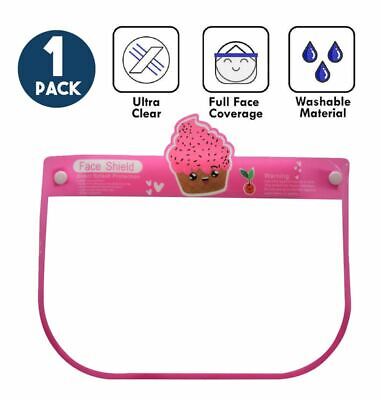 Kids Face Shield Safety Cover Guard Reusable Full Protection Visor Cupcake 1 Pc
