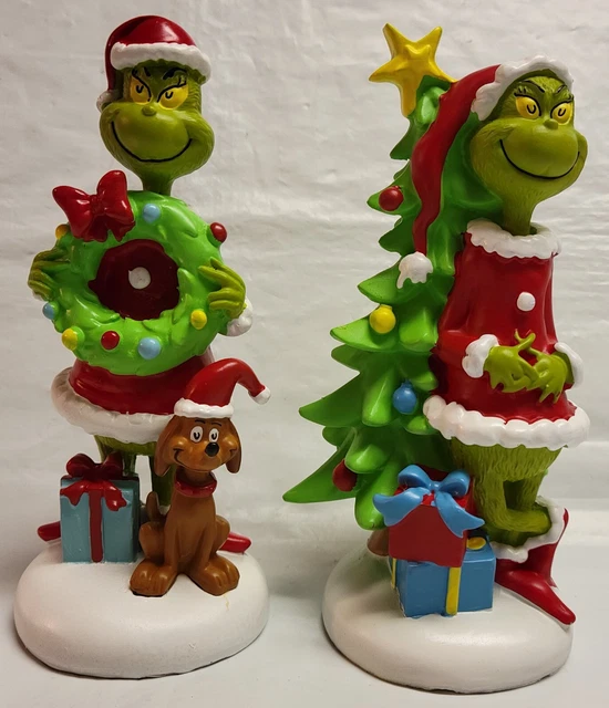 2 Dr Seuss Grinch 6" Resin Decor Figure Christmas 65th Anniversary Holiday Santa