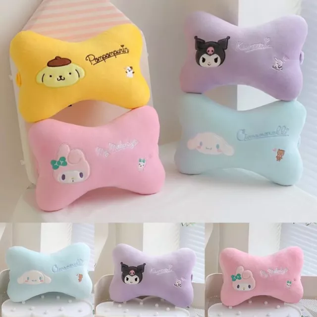 My Melody Kuromi Plush Backrest with Neck Pillow Travel Car Bone Pillow  Cushion
