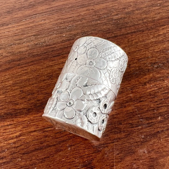 Davis & Galt American Sterling Silver Bobbin Case  Florals & Scrolls