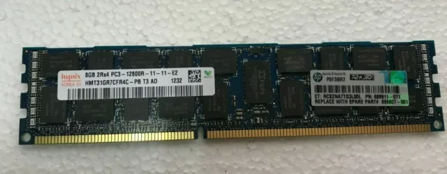 8GB HP (HYNIX) 2Rx4 PC3-12800R SERVER RAM MEMORY MODULE - 689911-071