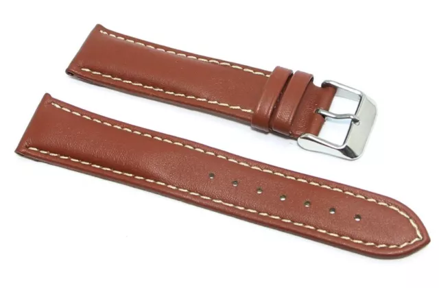 Cinturino orologio vera pelle marrone cuciture a contrasto 18mm tipo breitling