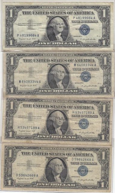 US Silver Certificate $1 Blue Seal 1957 A