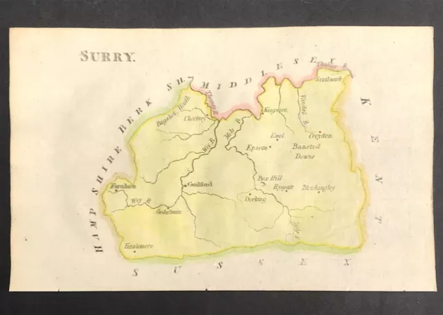 map Surrey by John Aikin map England Delineated Original with text c1803