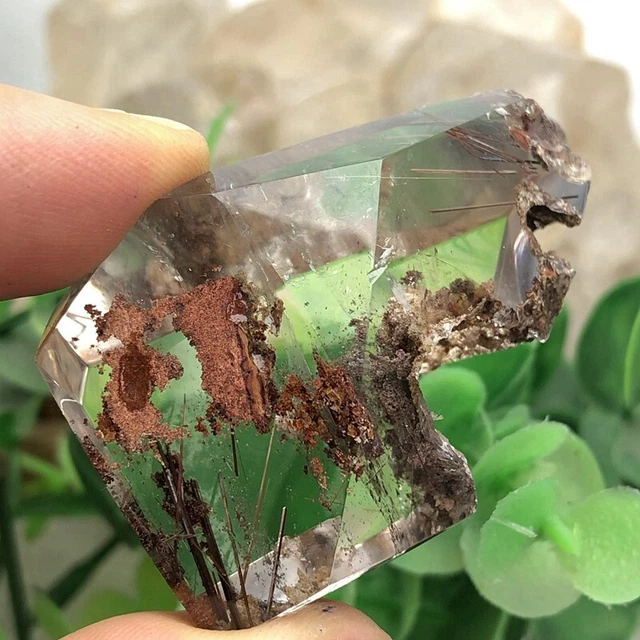 Rare Natural hyaline Red Phantom Ghost include Hair Rutilated Quartz Crystal 45g