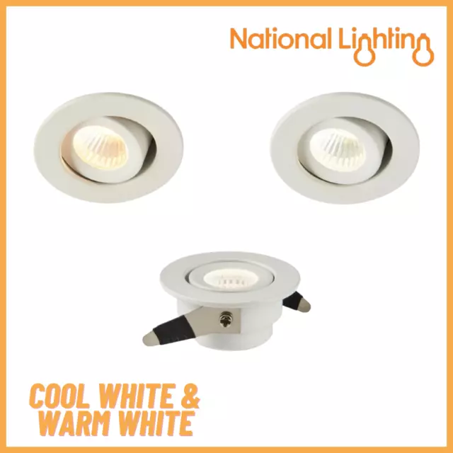 Recessed LED Ceiling Spotlight Tilt Mains Downlights Adjustable Fitting IP20