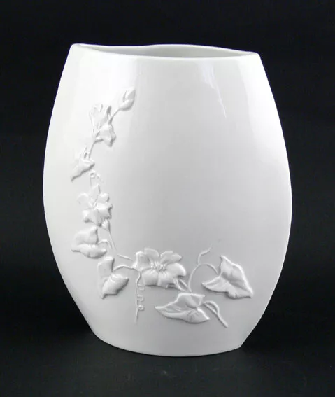 9942062-ds Jarrón de Porcelana con Flores Wagner&Apel 50/60er Años Diseño H20cm