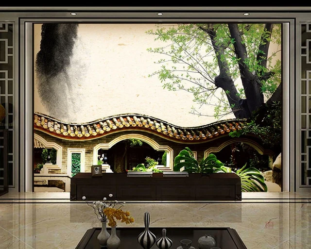 3D GREEN FOREST Tree Waterfall Self-adhesive Removable Wallpaper Murals
