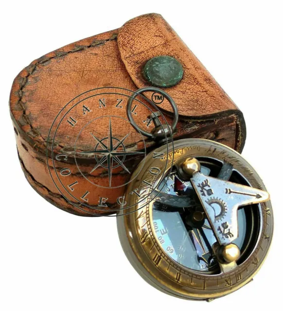 Brass Nautical Antique Finish Maritime Rose London Pocket Sundial compass