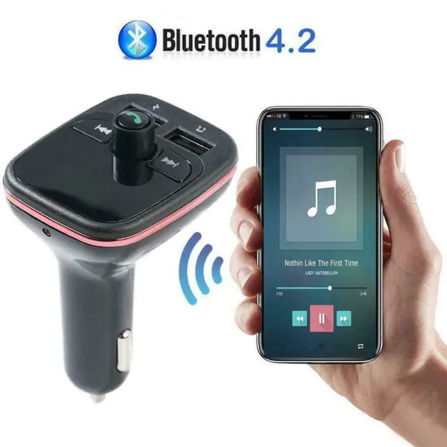 Bluetooth-compatible Transmisor FM Reproductor Mp3 Cargador para Carro De W2X8