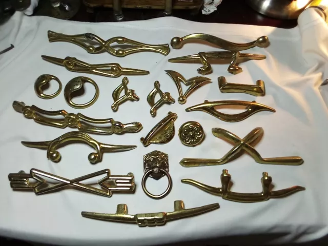 vintage lot of APPROX. 20 furniture drawer TEAR DROPS, PULLS, KNOBS. PARTS