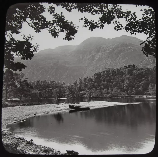 Glass Magic Lantern Slide THE SILVER STRAND LOCH KATRINE C1890 VICTORIAN PHOTO