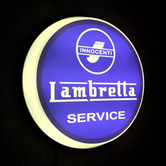 Lambretta Service Scooter Led Illuminated Wall Light Sign Garage Automobilia