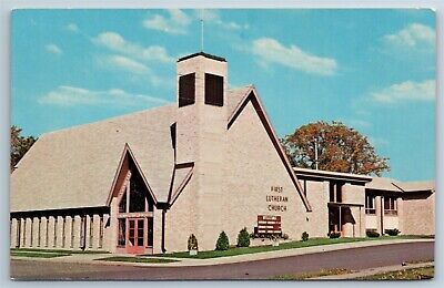 Postcard First Lutheran Church Amery Wisconsin WI 1970s Chrome D1F