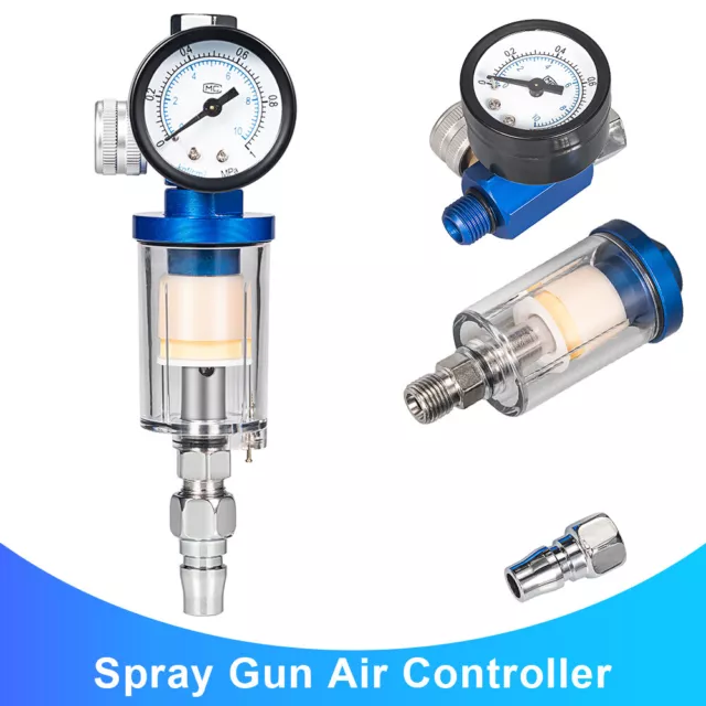 1/4" Spray Paint Gun Air Regulator Gauge Kit Air Oil Water Separator Filter