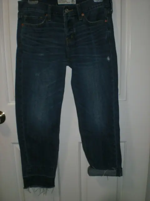 Awesome ABERCROMBIE & FITCH Boyfriend Straight Jeans Women's Size 0 Raw Hem