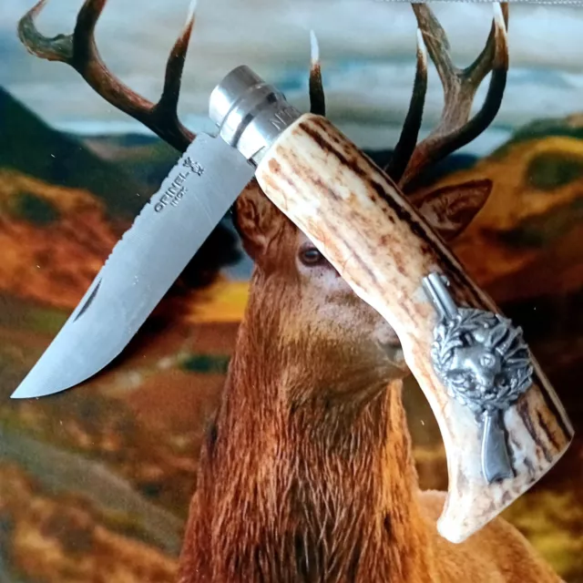 Couteau Pliant Unique Opinel N ° 9. Bois De Çerf