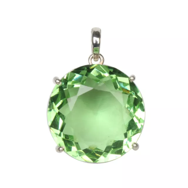 130ct Round Cut Green Amethyst Gem Pendant 925 Sterling Silver Gift For Love