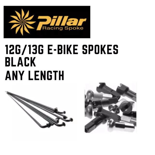 Pillar 12G/13G Spokes - 2.6/2.3mm Black E Bike Spokes - any length