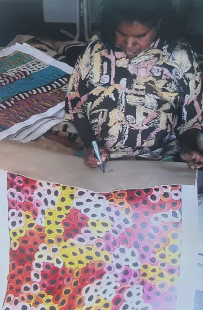 RARE BETTY MBITJANA PAINTING 87cm x 59.5cm - ABORIGINAL INDIGENOUS ART with COA