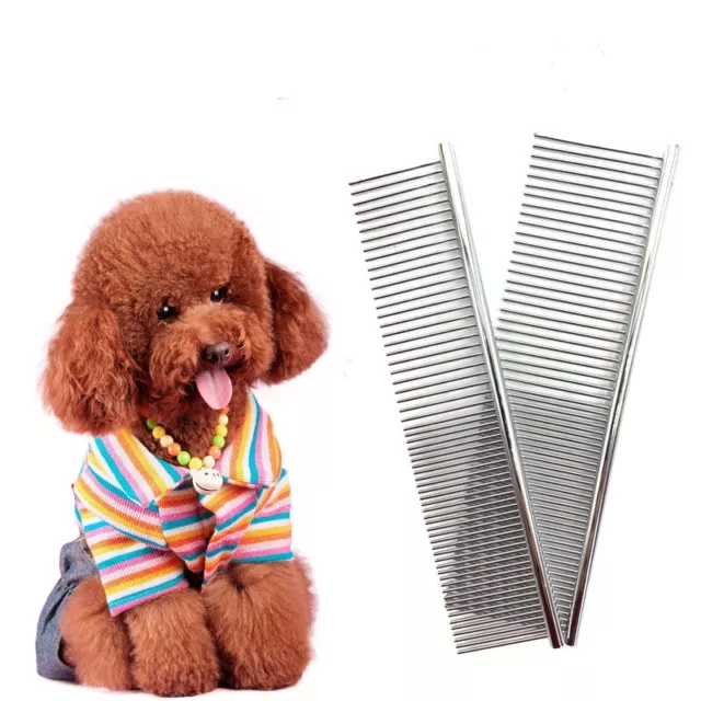 Pet Dog Puppy Cat Comb Brush Stainless Steel Hair Fur Trimmer Grooming Flea Comb