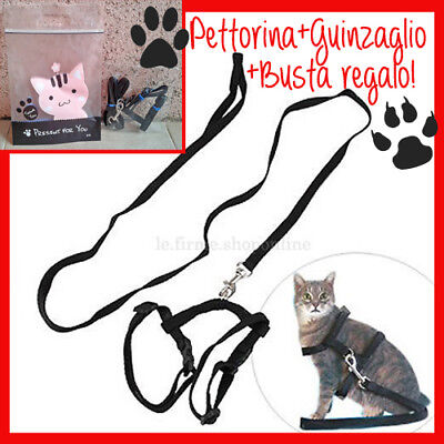 PARURE guinzaglio+pettorina corda leash leine cat dog cane gatto animali NEW