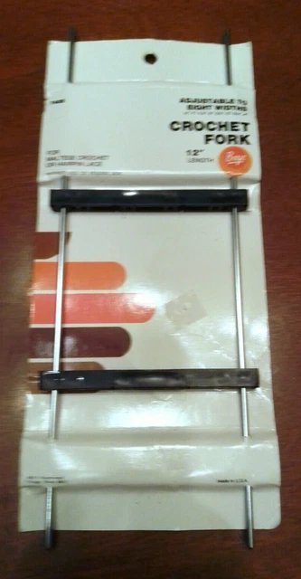 Nuevo en paquete ~DE COLECCIÓN BOYE #7405 HORQUILLA DE GANCHILLO AJUSTABLE para encaje de ganchillo maltés ~ 12" de largo