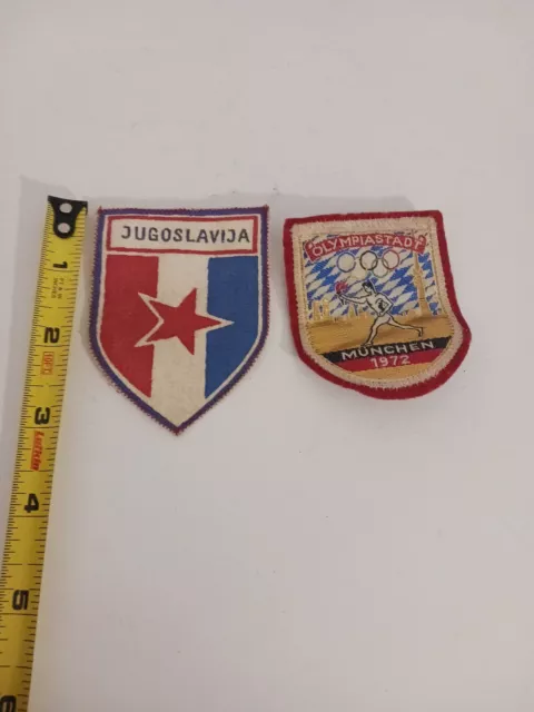 2 Olympic Patches Munchen 1972 Olympiastadt & Jugoslavika Rare Olympic Gear! 2