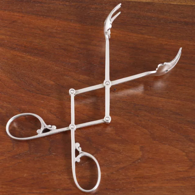 Lebkuecher Sterling Silver Ice Tongs Scissor / Accordion Style 1896-1918