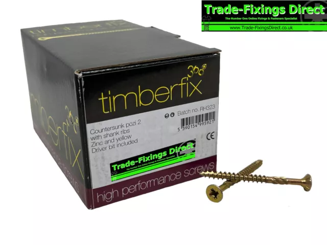 4.0mm (8g) TIMBERFIX 360 PREMIUM 'CUTTER THREAD' GOLD WOOD SCREWS CSK POZI