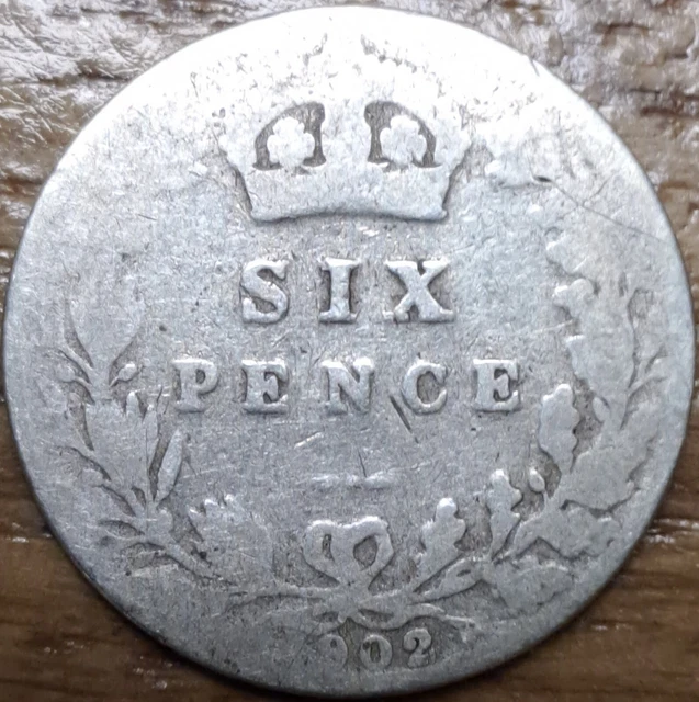 1902 King Edward VII Silver Sixpence tanner 6d, Great Condition, 2.6 grams