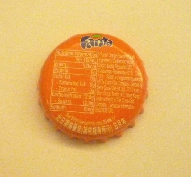 FANTA ORANGE SODA Bottle Cap Crown HONG KONG Coca Cola 2015 Asia