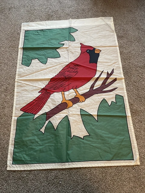 Vintage Red Cardinal Spring Flower Garden House Yard Banner Flag 44x30