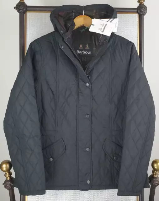 NEW $250 BARBOUR Womens Size Large (12) Jacket Black Quilted Millfire Insulated 2