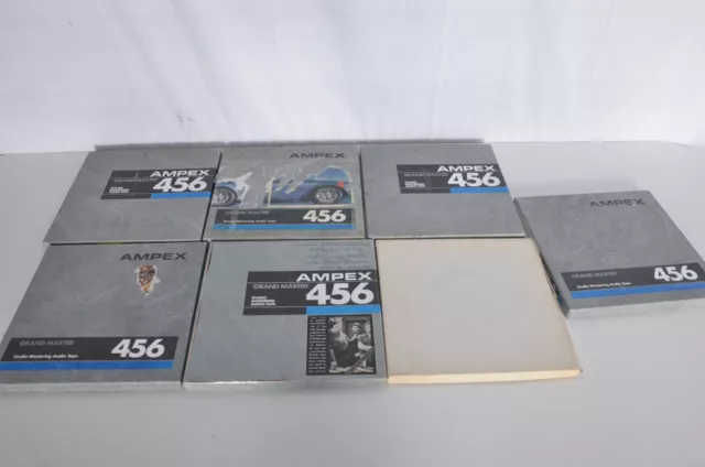 Lot D of 7 AMPEX 456 Grand Master 1/4" x 10.5" Metal Reel to Reel Original Box